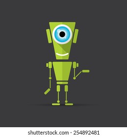 Cartoon Character Cute Robot on black