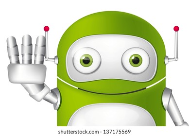 Cartoon Character Cute Robot. Vector EPS 10.