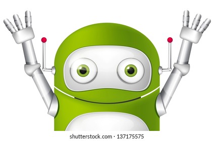 Cartoon Character Cute Robot. Vector EPS 10.