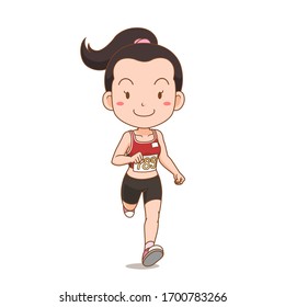 Cartoon character of cute runner girl.