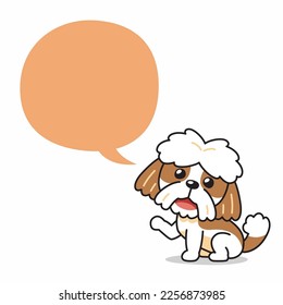 Cartoon character cute shih tzu dog and speech bubble for design 
