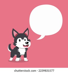 Cartoon character cute siberian husky dog with speech bubble for design.