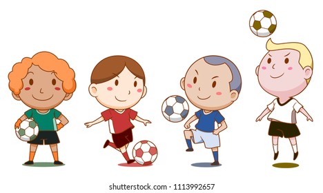 Cartoon character of cute soccer prayers.