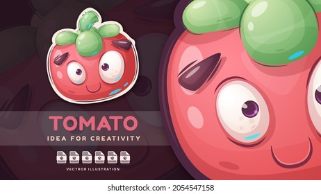 Cartoon character cute sweet tomato.