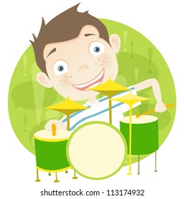 Cartoon Character Cute Teenager Isolated on White Background.