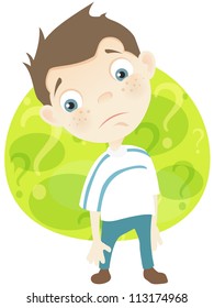 Cartoon Character Cute Teenager Isolated on White Background.