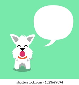 Cartoon character cute white scottish terrier dog with speech bubble for design.