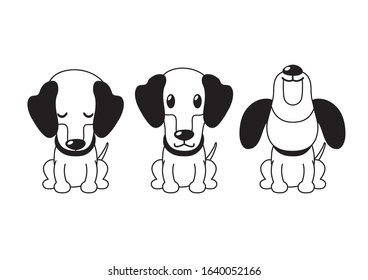 Cartoon character dachshund dog poses for design.