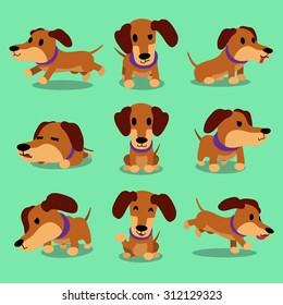 Cartoon character dachshund dog poses