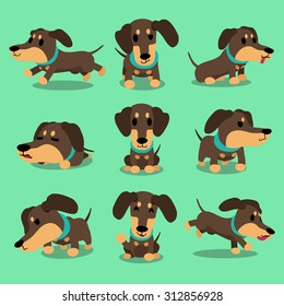 Cartoon character dachshund dog poses collection