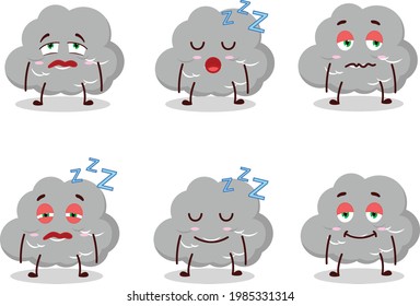 Cartoon character of dark cloud with sleepy expression. Vector illustration