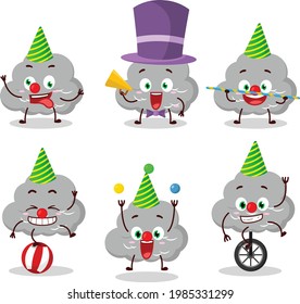 Cartoon character of dark cloud with various circus shows. Vector illustration