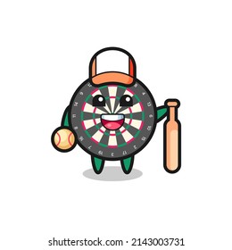 Cartoon character of dart board as a baseball player , cute design