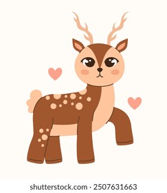 Cartoon character deer. Flat vector illustration.