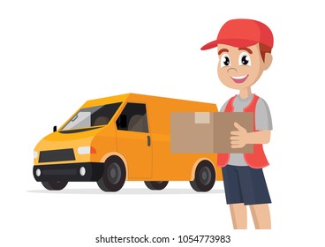 Cartoon character, Delivery man.,vector eps10