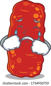 Cartoon character design of acinetobacter bacteria with a crying face