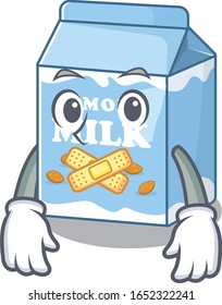 cartoon character design almond milk making a silent gesture
