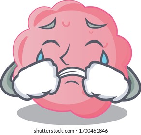 Cartoon character design of anaplasma phagocytophilum with a crying face