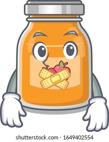 cartoon character design apple jam making a silent gesture