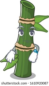 cartoon character design of bamboo on a waiting gesture