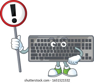 Cartoon character design of black keyboard rise up a broad