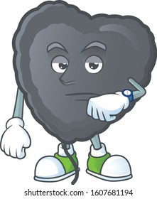 cartoon character design of black love balloon on a waiting gesture