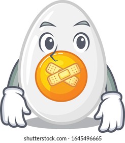 cartoon character design boiled egg making a silent gesture