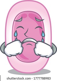 Cartoon character design of bordetela pertussis with a crying face