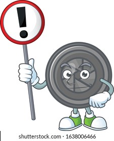 Cartoon character design of camera lens rise up a broad