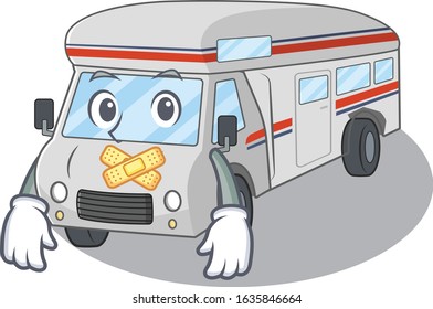 cartoon character design campervan making a silent gesture