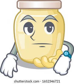 cartoon character design of cashew butter on a waiting gesture