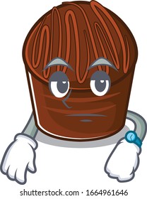 cartoon character design of chocolate candy on a waiting gesture