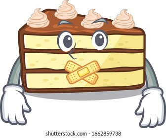 cartoon character design chocolate slice cake making a silent gesture