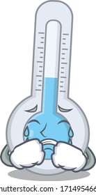 Cartoon character design of cold thermometer with a crying face