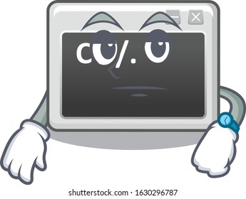 cartoon character design of command window on a waiting gesture