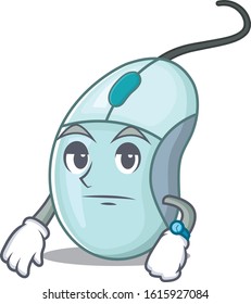 cartoon character design of computer mouse on a waiting gesture
