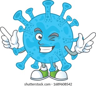 Cartoon character design concept of coronavirus backteria cartoon design style with wink eye