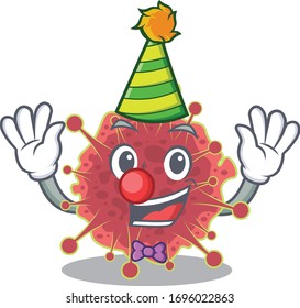 cartoon character design concept of cute clown coronaviridae