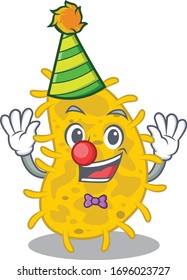 cartoon character design concept of cute clown bacteria spirilla
