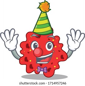 cartoon character design concept of cute clown streptococcus pneumoniae