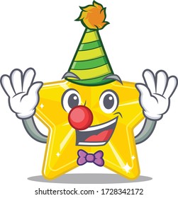 cartoon character design concept of cute clown shiny star