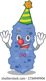 cartoon character design concept of cute clown burkholderia bacteria