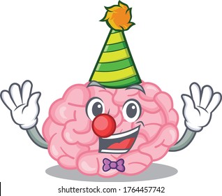 cartoon character design concept of cute clown human brain