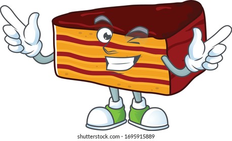 Cartoon character design concept of dobos torte cartoon design style with wink eye