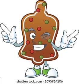Cartoon character design concept of gingerbread bell cartoon design style with wink eye