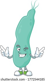 Cartoon character design concept of helicobacter pylory cartoon design style with wink eye. Vector illustration