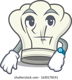 cartoon character design of cook hat on a waiting gesture