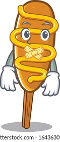 cartoon character design corn dog making a silent gesture