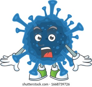 cartoon character design of coronavirus desease with a surprised gesture