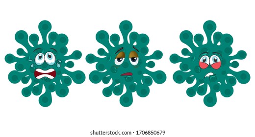 cartoon character design of coronavirus with expression . mascot character deisgn